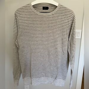 J. Crew Men's Striped Crewneck Sweater — Light Gray & Cream